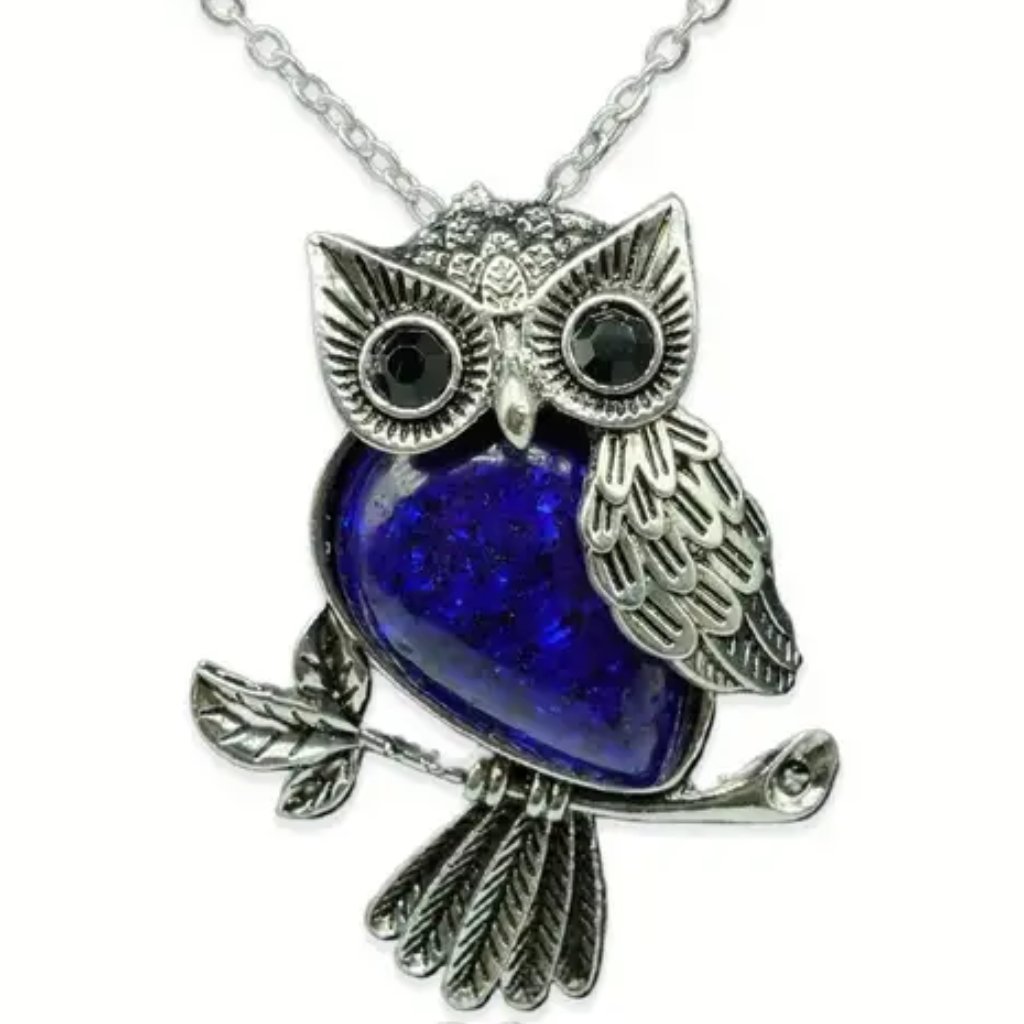Lapis Lazuli Natural Stone Owl Pendant Healing Gemstone Necklace